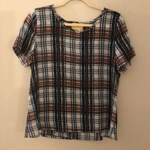 Anthropologie Plaid Blouse by Maeve